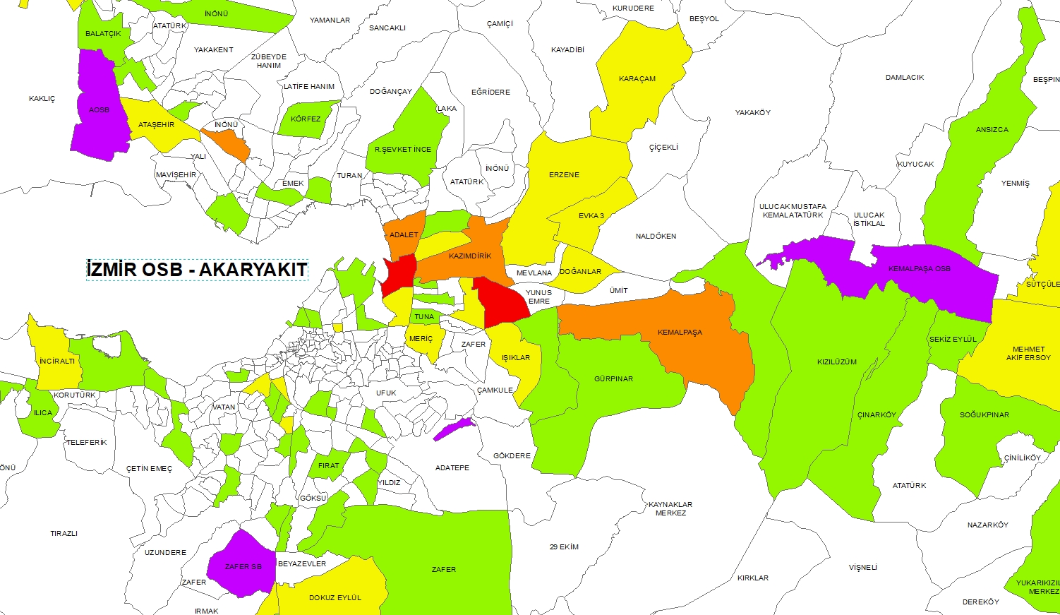 İzmir OSB akaryakıt haritası